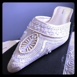 Amanda Smith Dressy silk and beaded slip on mule